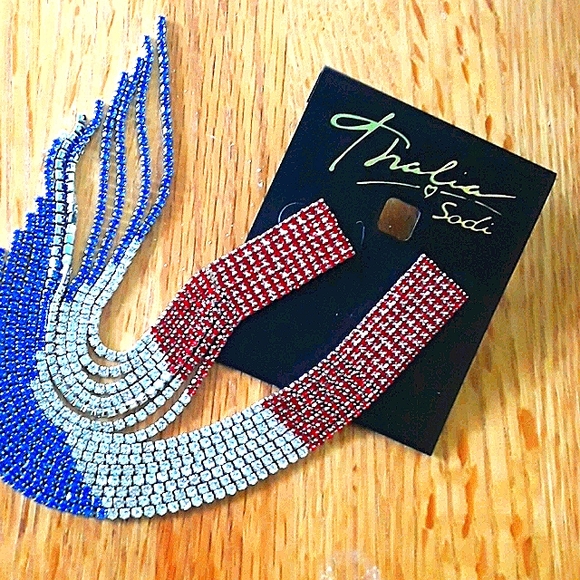 Thalia Sodi Jewelry - Mega SEXY Patriotic Dangly Rhinestone Earrings